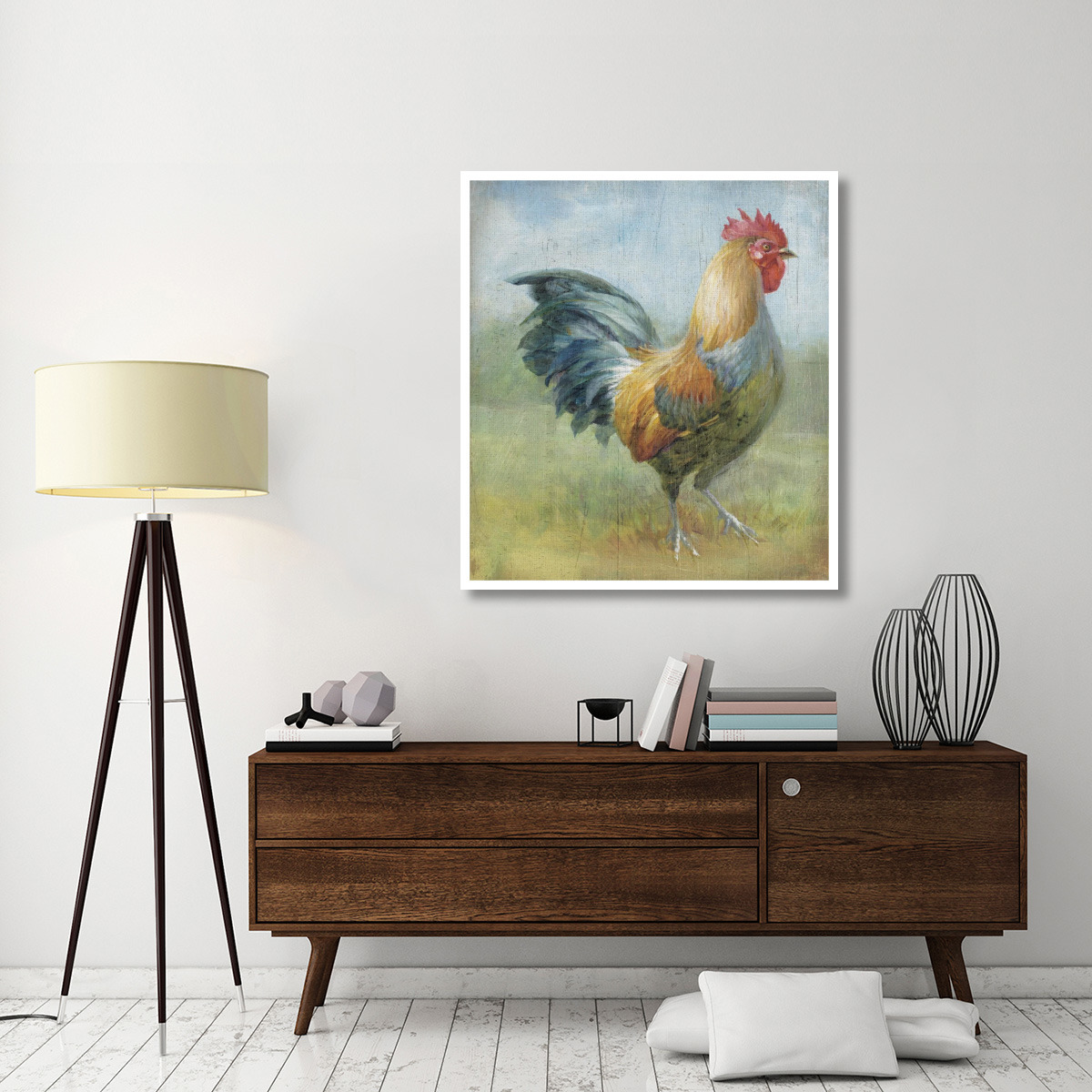 Noble Rooster III Vintage No Border -Paper Art-41.6&quotx46"