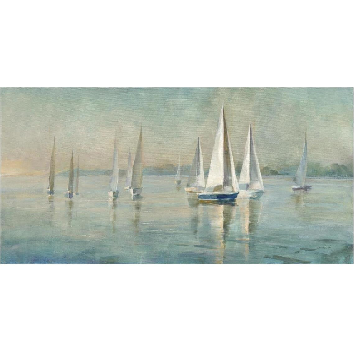 Sailboats at Sunrise Crop -Paper Art-38&quotx20"