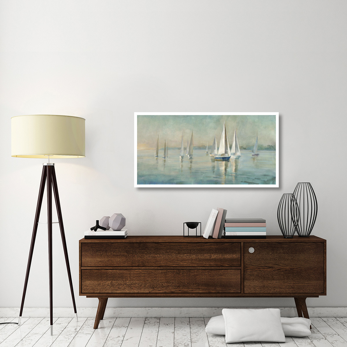 Sailboats at Sunrise Crop -Paper Art-50&quotx26"