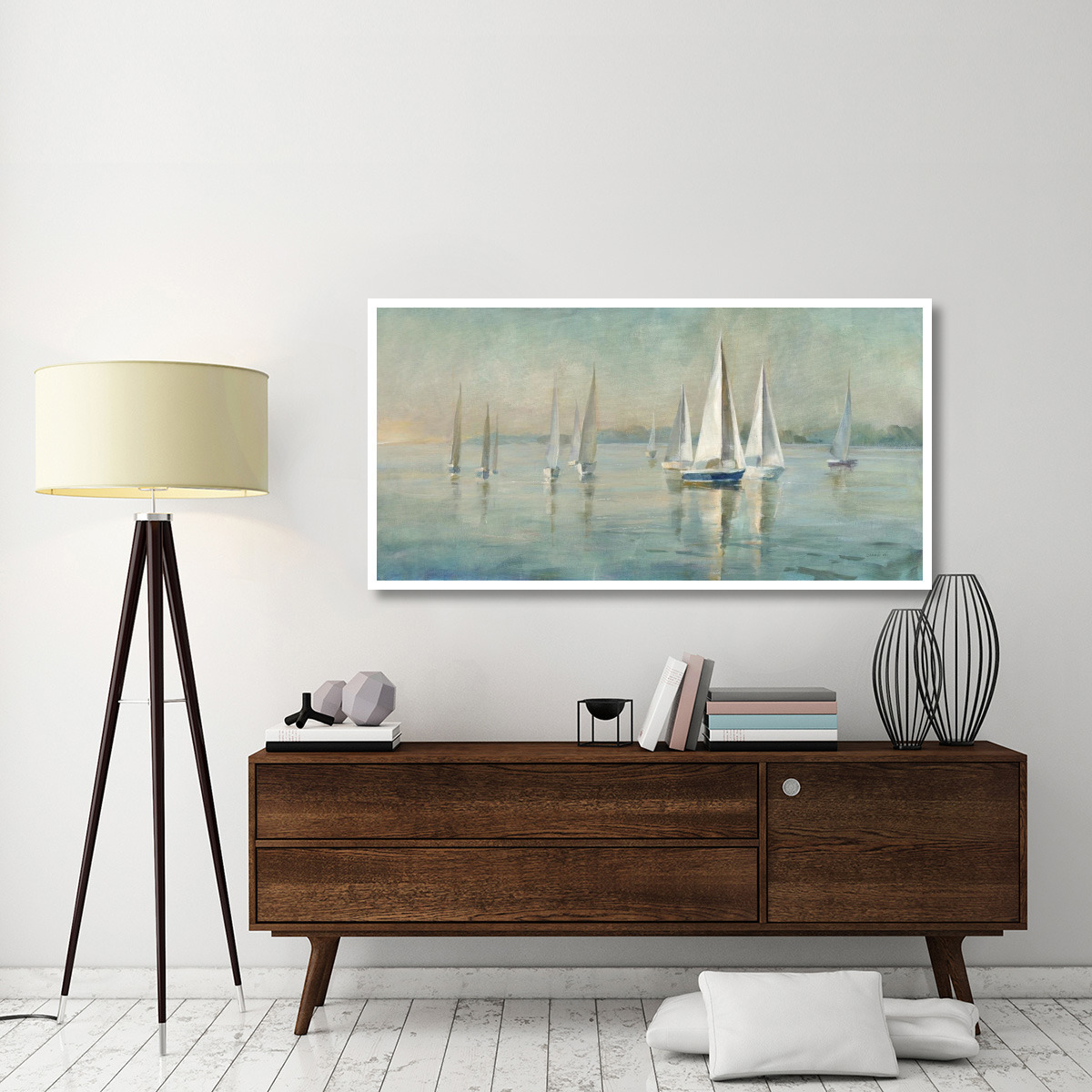 Sailboats at Sunrise Crop -Paper Art-62&quotx32"