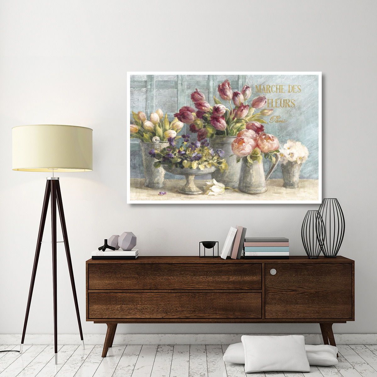 Marche des Fleurs Blue Gold -Paper Art-62&quotx42"