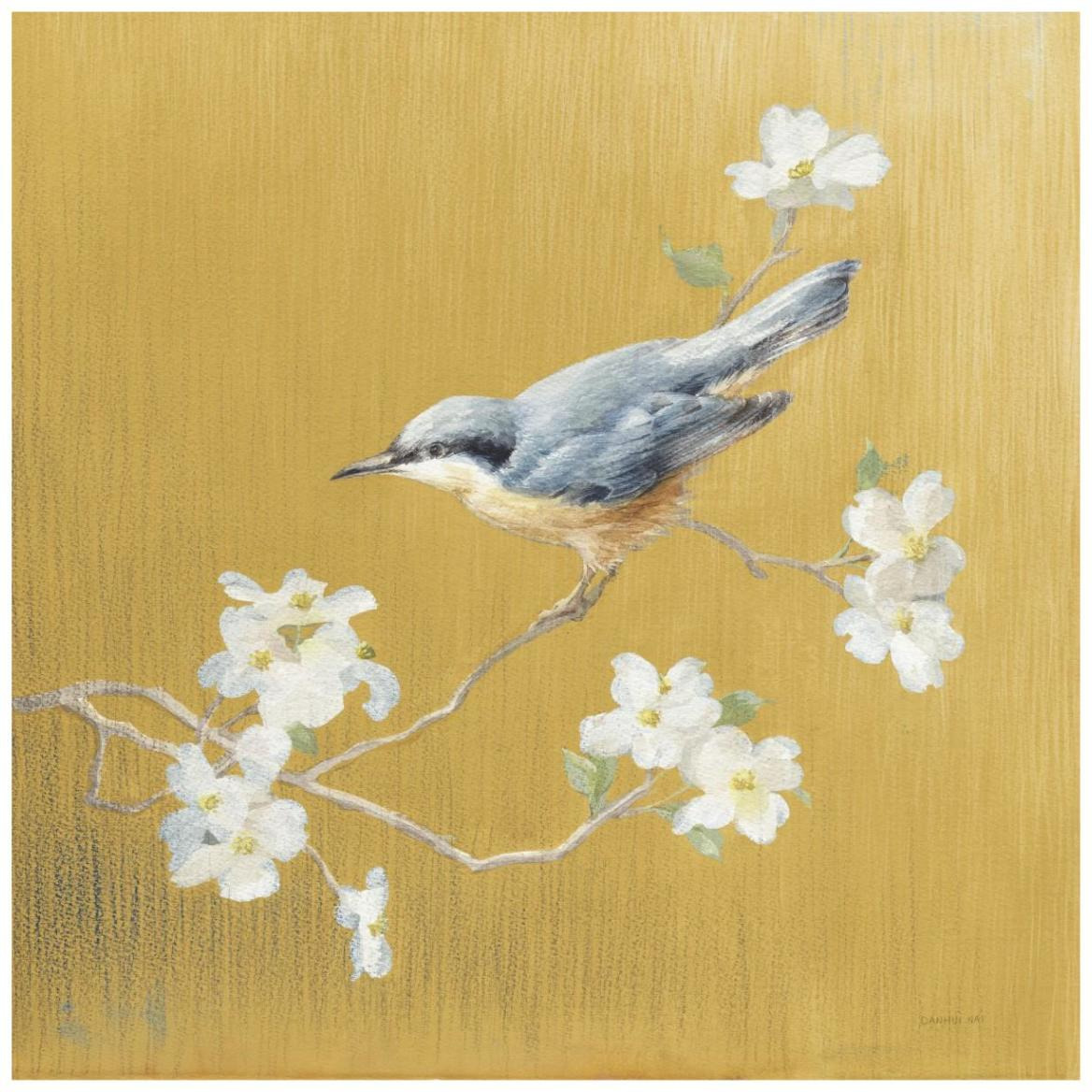 Nuthatch on Gold -Paper Art-42&quotx42"