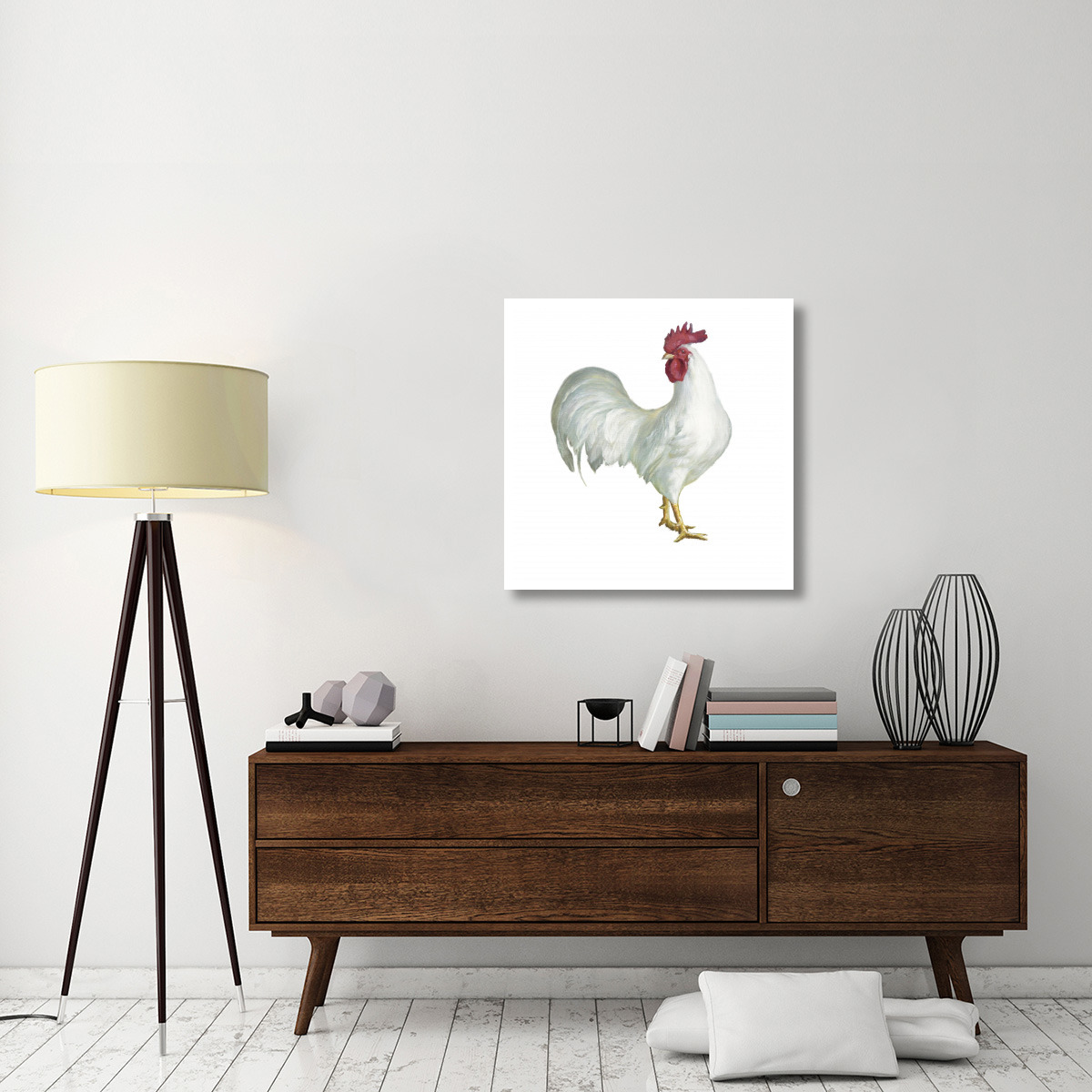 Noble Rooster I on White -Paper Art-32&quotx32"