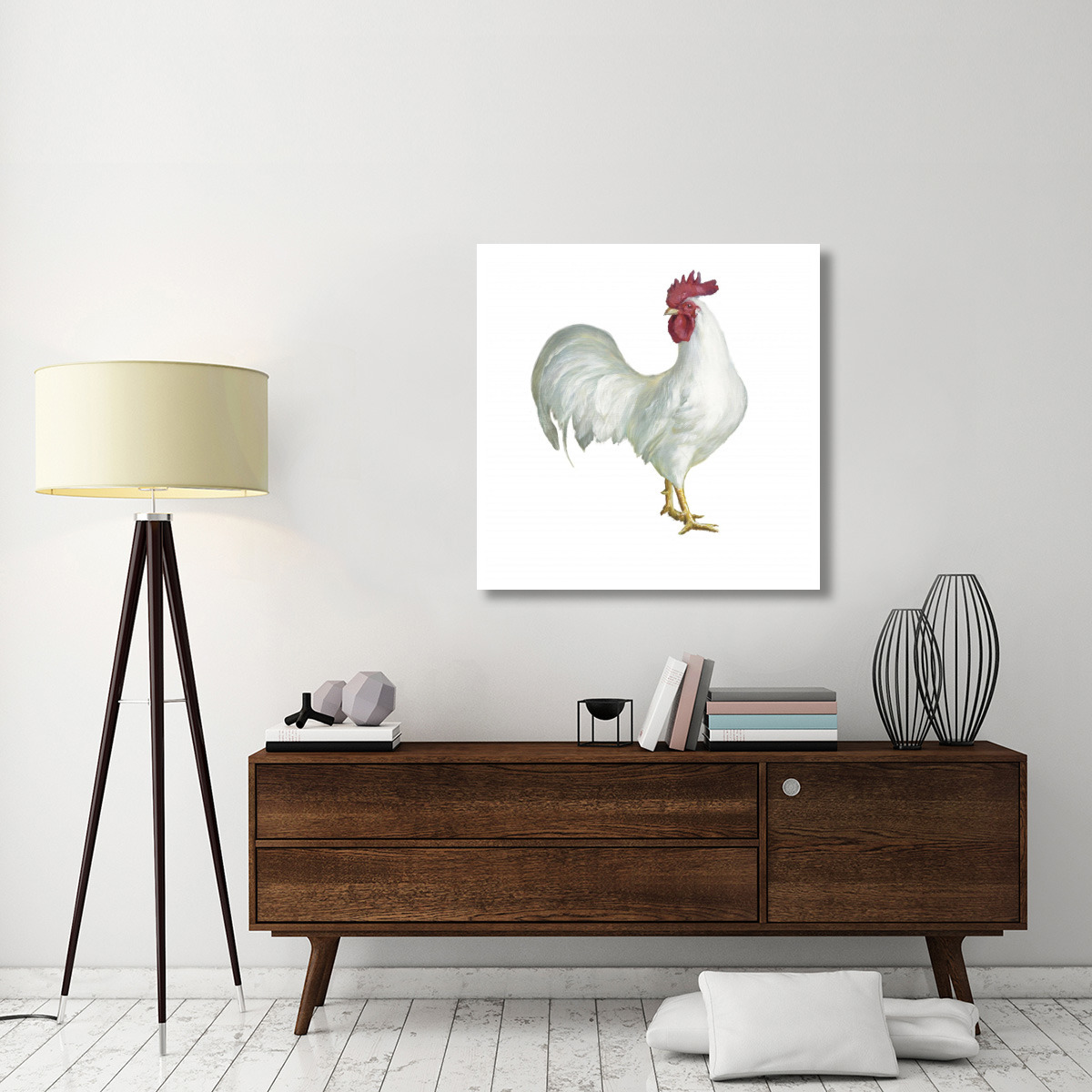 Noble Rooster I on White -Paper Art-38&quotx38"