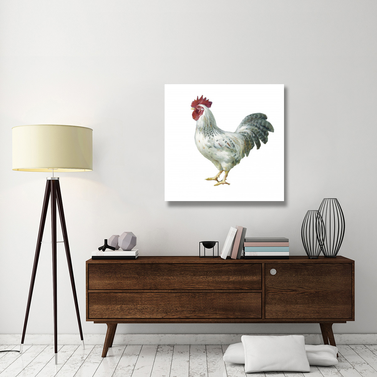 Noble Rooster IV on White -Paper Art-38&quotx38"