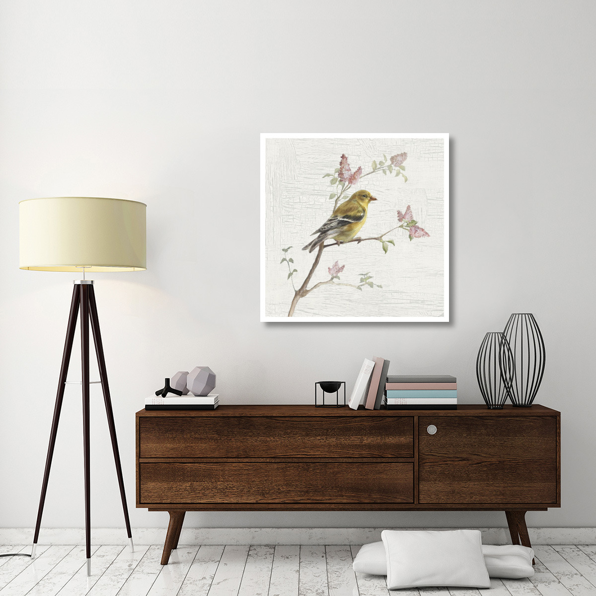 Female Goldfinch Vintage -Paper Art-38&quotx38"