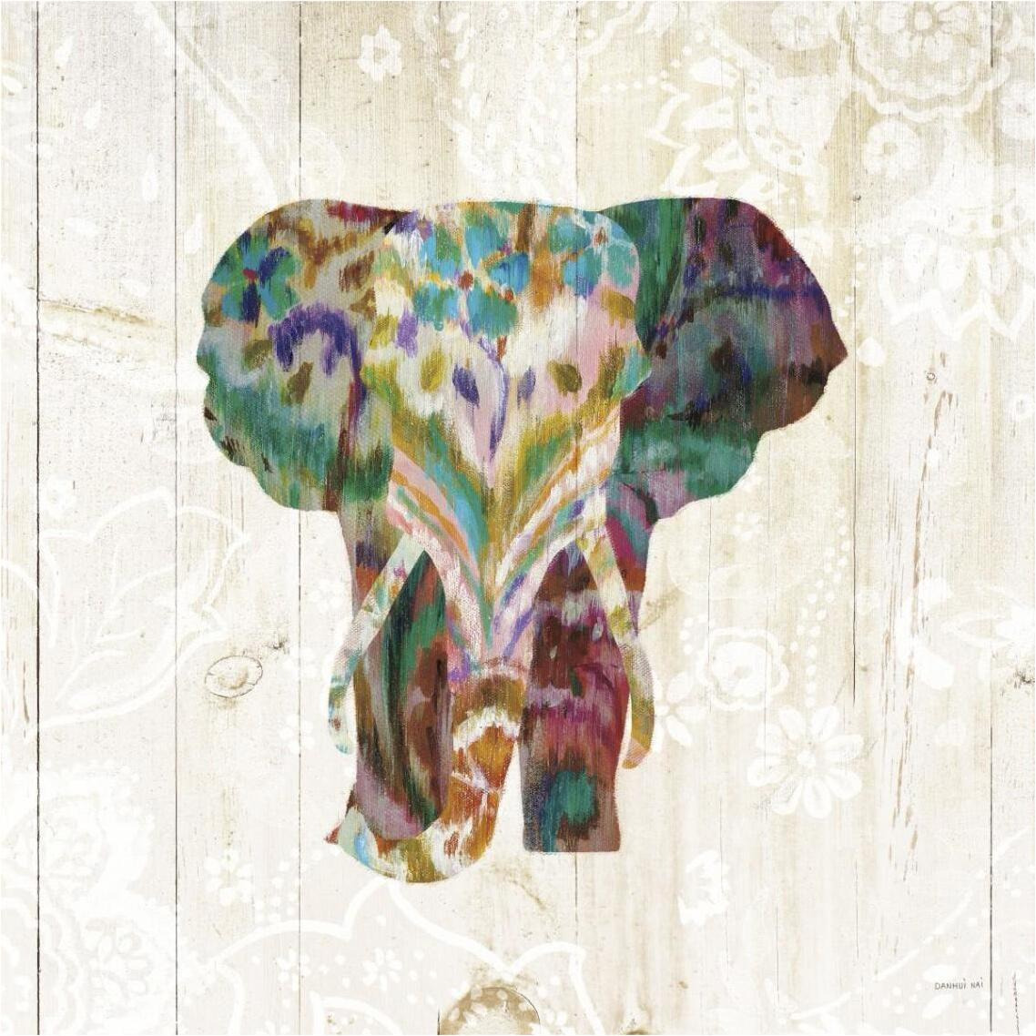 Boho Paisley Elephant III -Paper Art-38&quotx38"