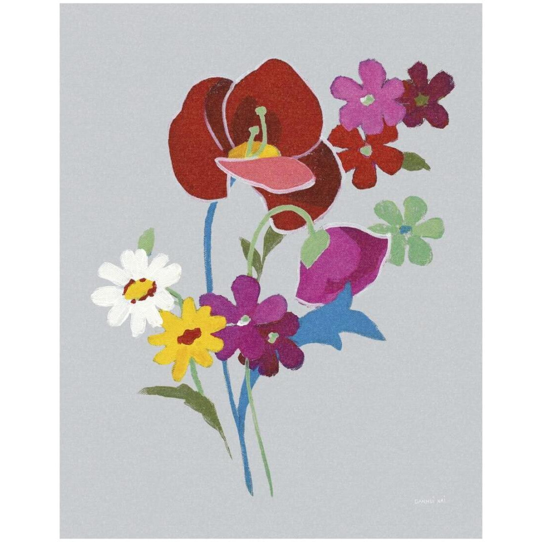 Alpine Bouquet II Gray -Paper Art-18&quotx22"