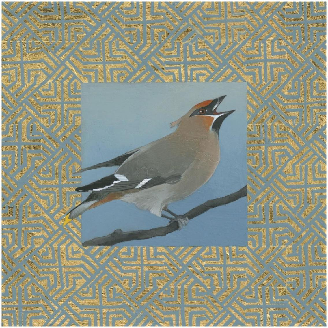 Cedar Waxwing Border -Paper Art-32&quotx32"