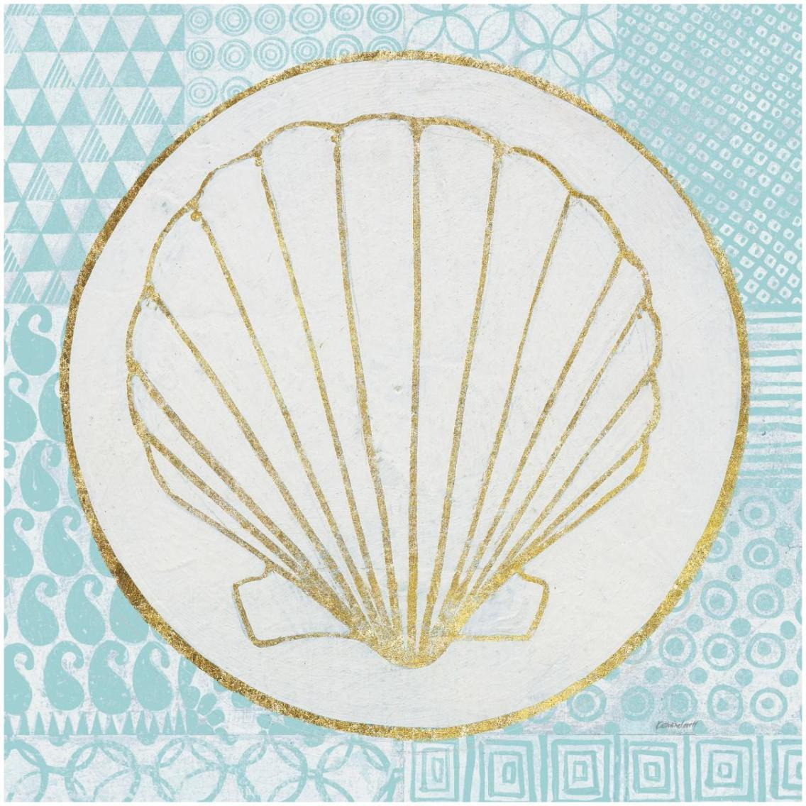 Summer Shells II Teal and Gold -Paper Art-32&quotx32"