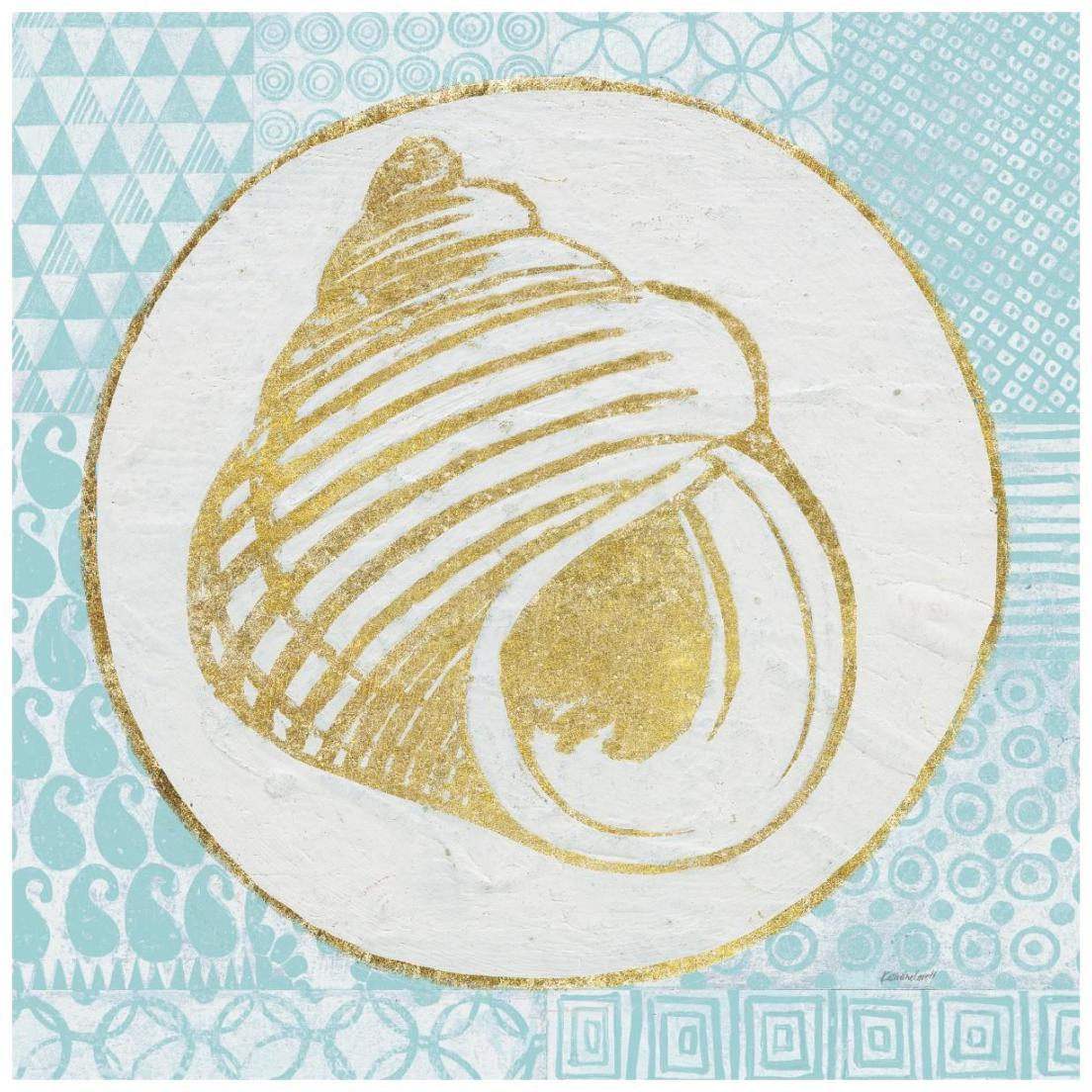 Summer Shells III Teal and Gold -Paper Art-20&quotx20"