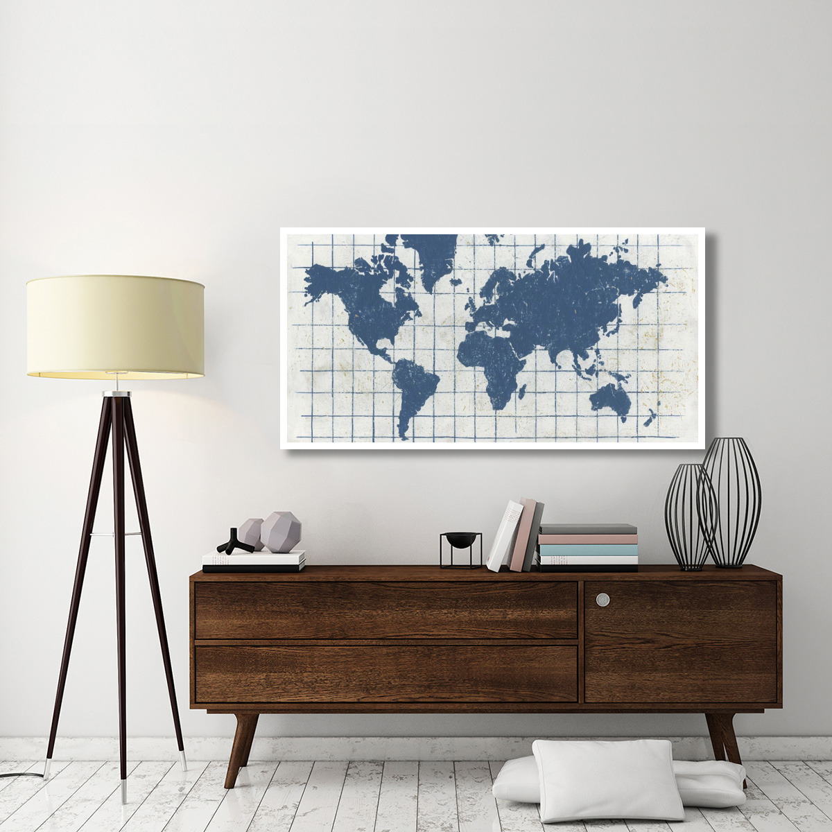 Indigo Gild World Map I -Paper Art-62&quotx32"