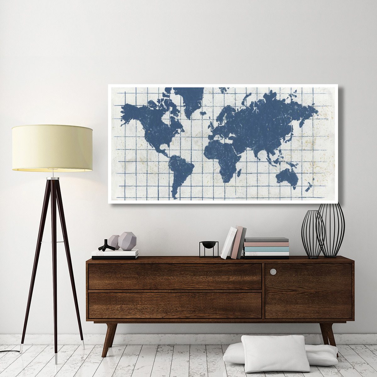 Indigo Gild World Map I -Paper Art-74&quotx38"