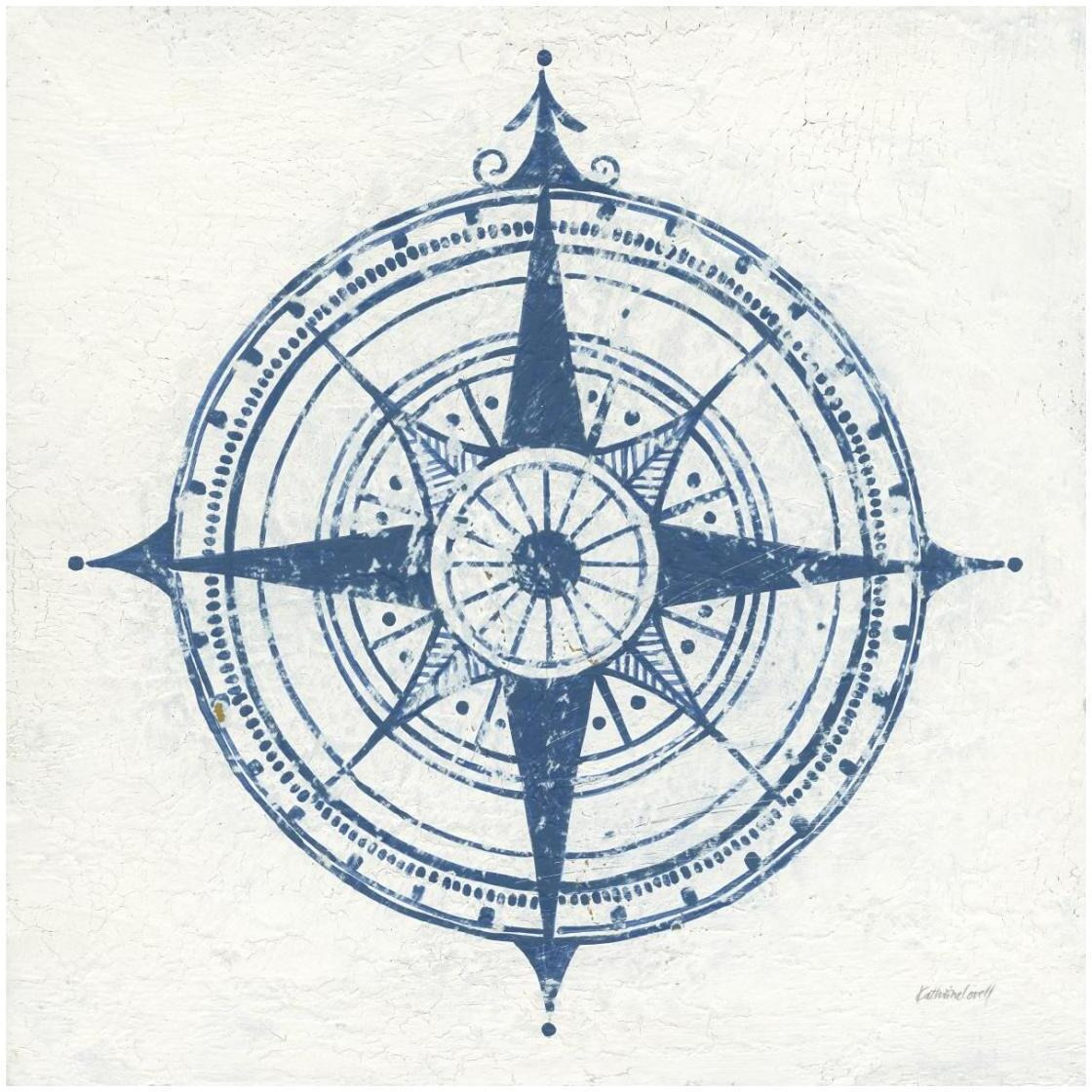 Indigo Gild Compass Rose II -Paper Art-26&quotx26"