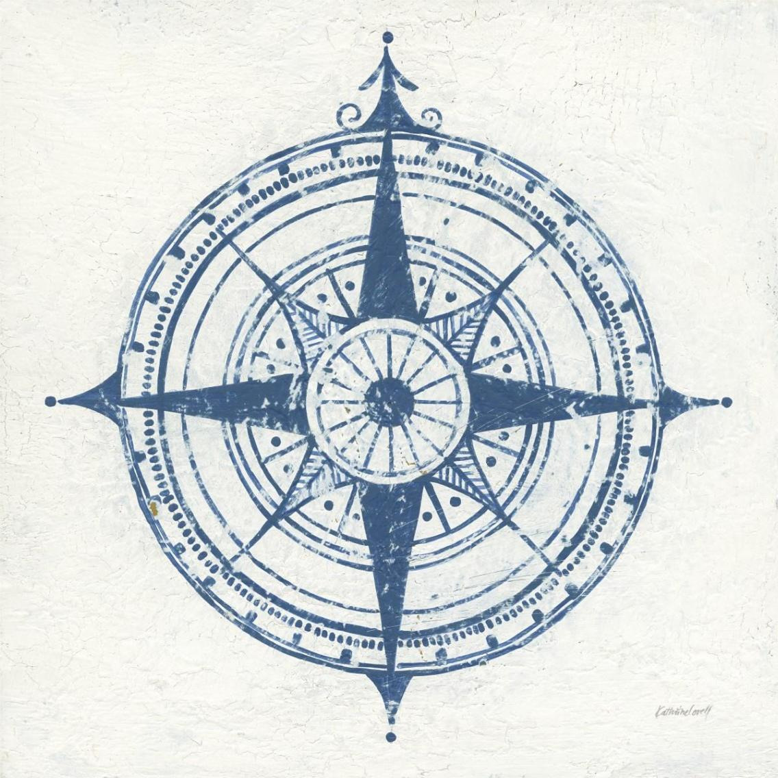 Indigo Gild Compass Rose II -Paper Art-38&quotx38"