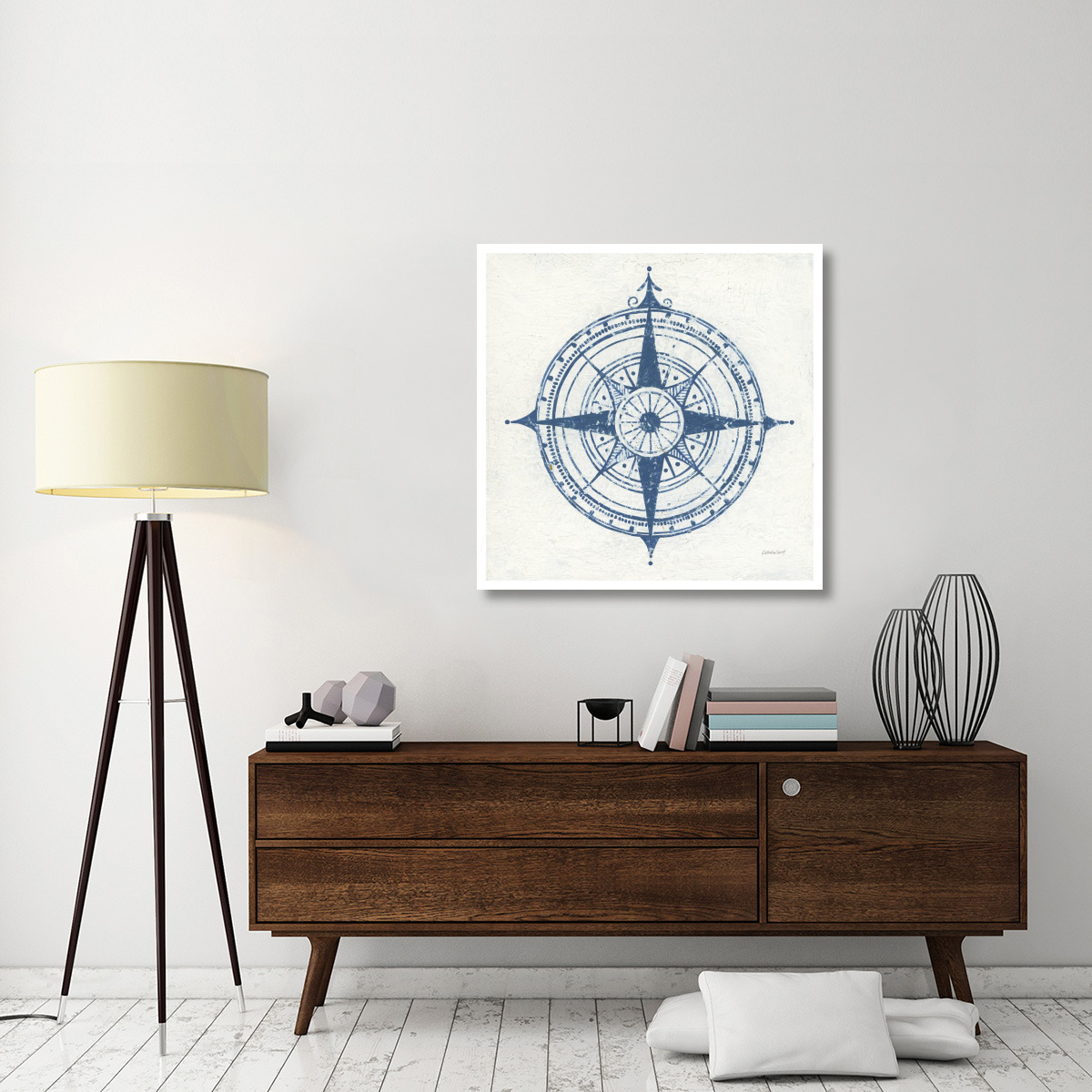 Indigo Gild Compass Rose II -Paper Art-38&quotx38"