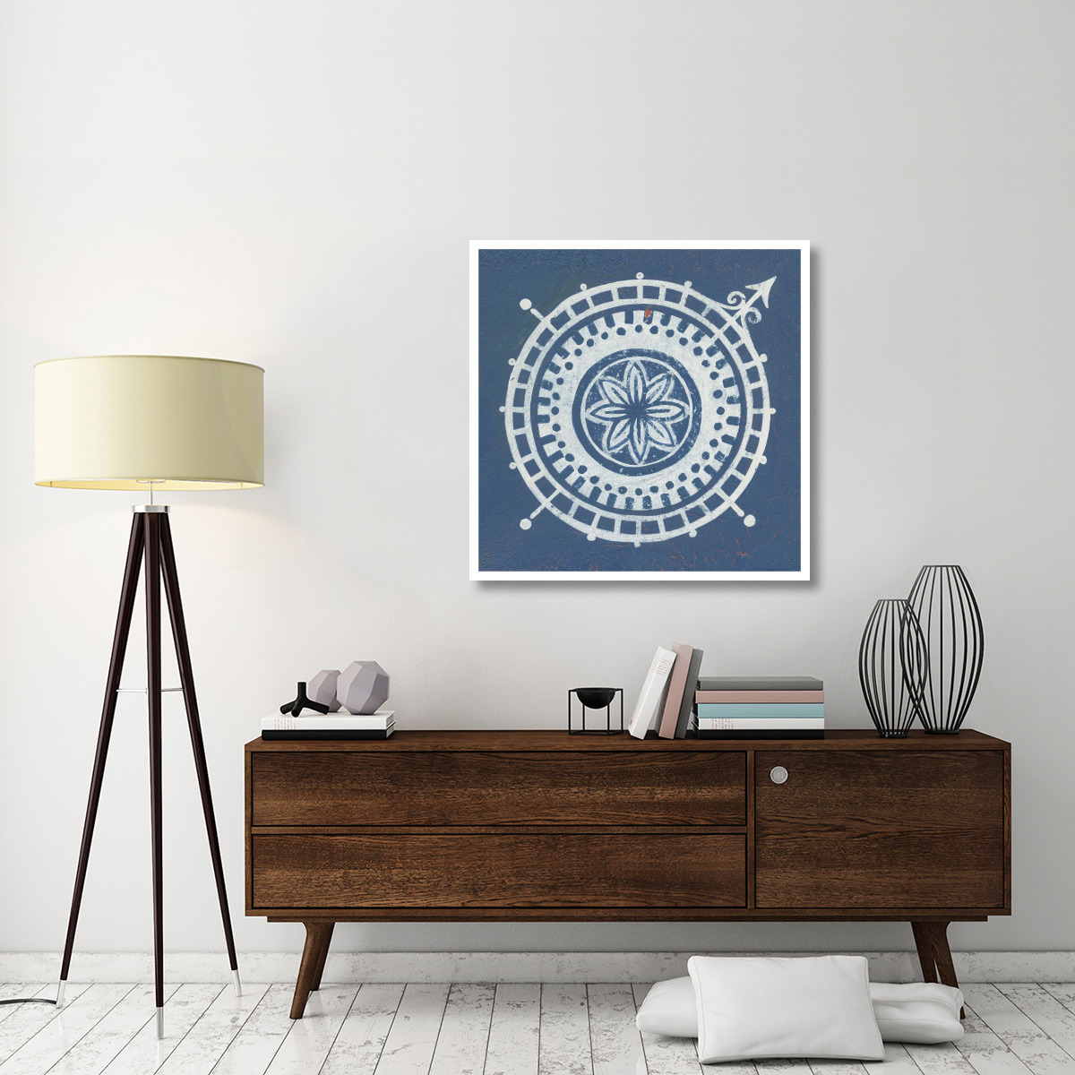 Indigo Gild Compass Rose III -Paper Art-38&quotx38"