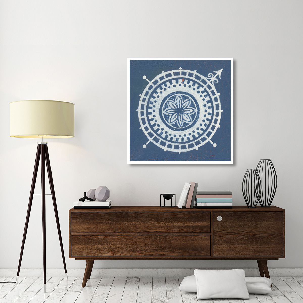 Indigo Gild Compass Rose III -Paper Art-42&quotx42"