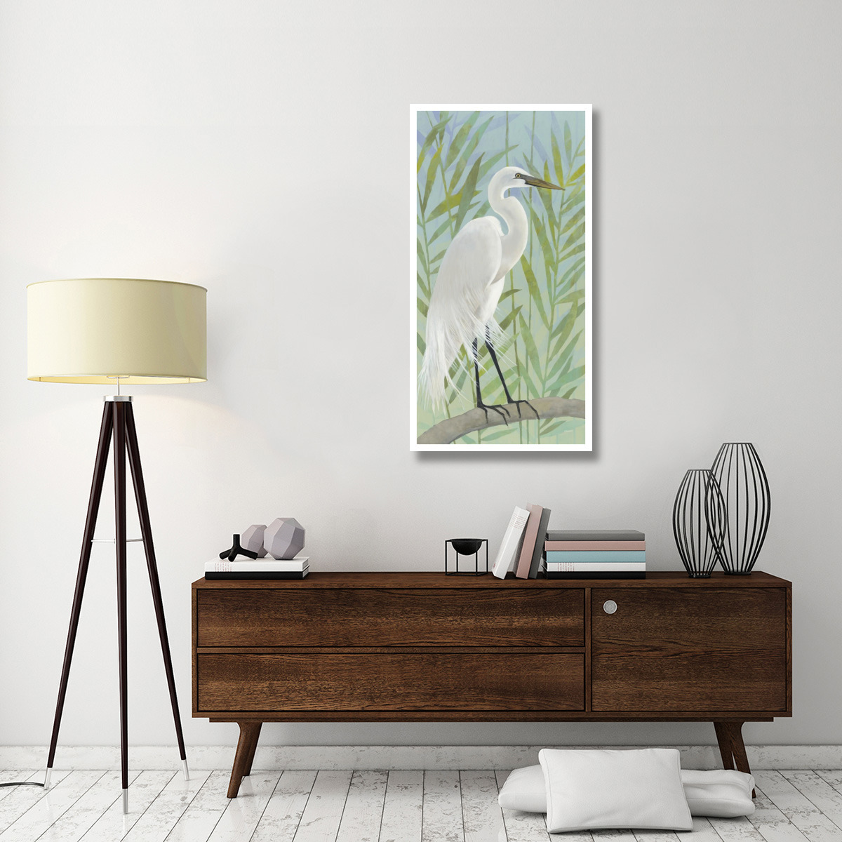 Egret by the Shore I -Paper Art-26&quotx50"