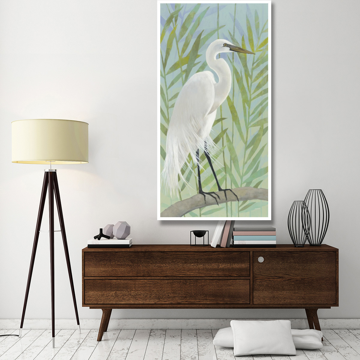 Egret by the Shore I -Paper Art-38&quotx74"