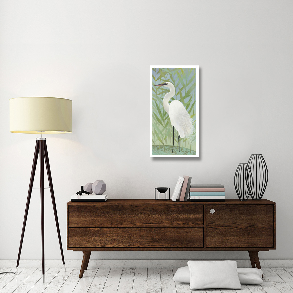 Egret by the Shore II -Paper Art-20&quotx38"