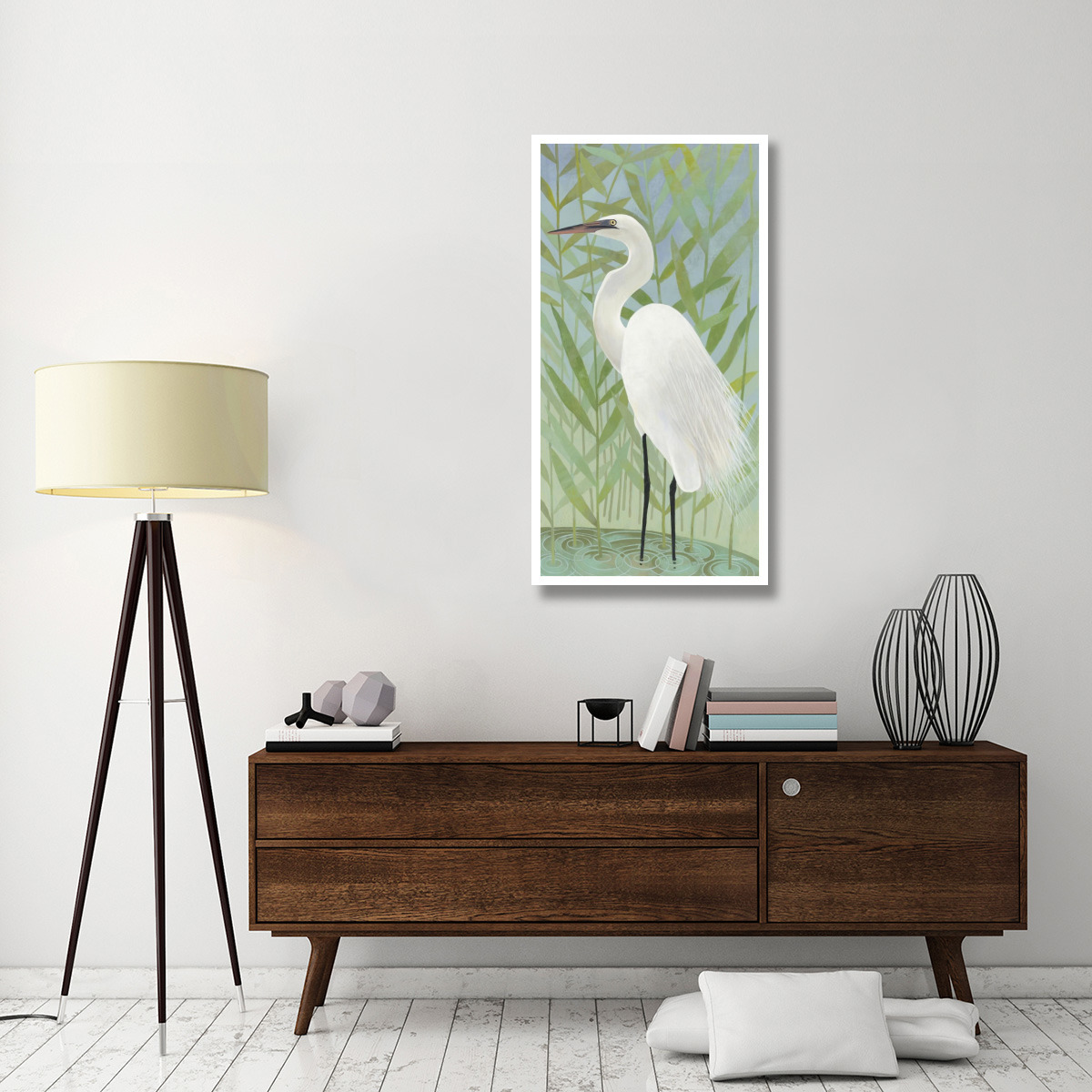 Egret by the Shore II -Paper Art-26&quotx50"