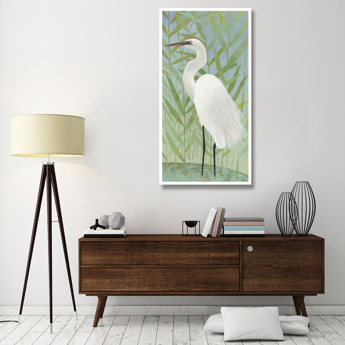 Egret by the Shore II -Paper Art-32&quotx62"