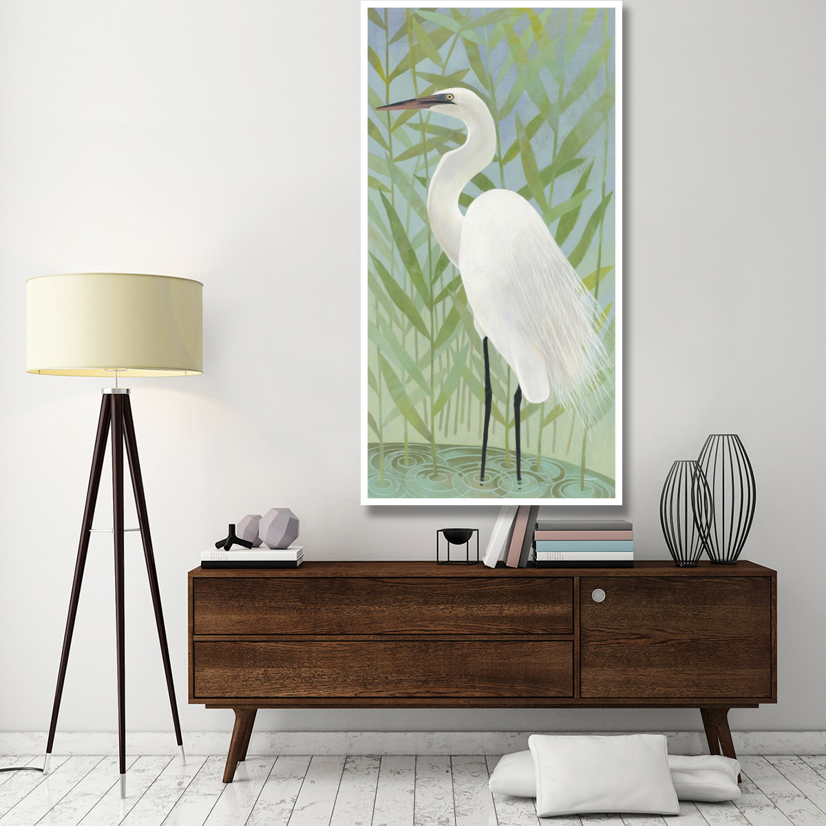 Egret by the Shore II -Paper Art-38&quotx74"