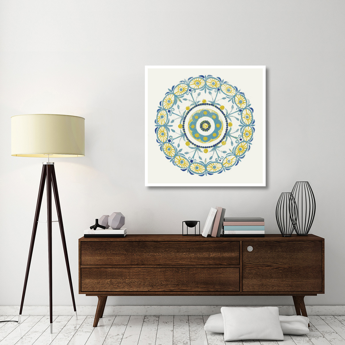 Lakai Circle I Blue and Yellow -Paper Art-42&quotx42"