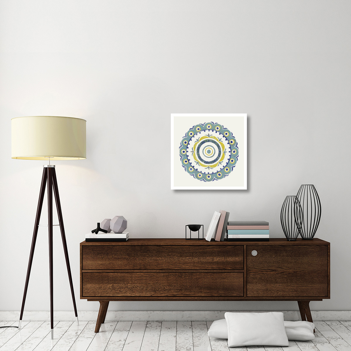 Lakai Circle II Blue and Yellow -Paper Art-26&quotx26"