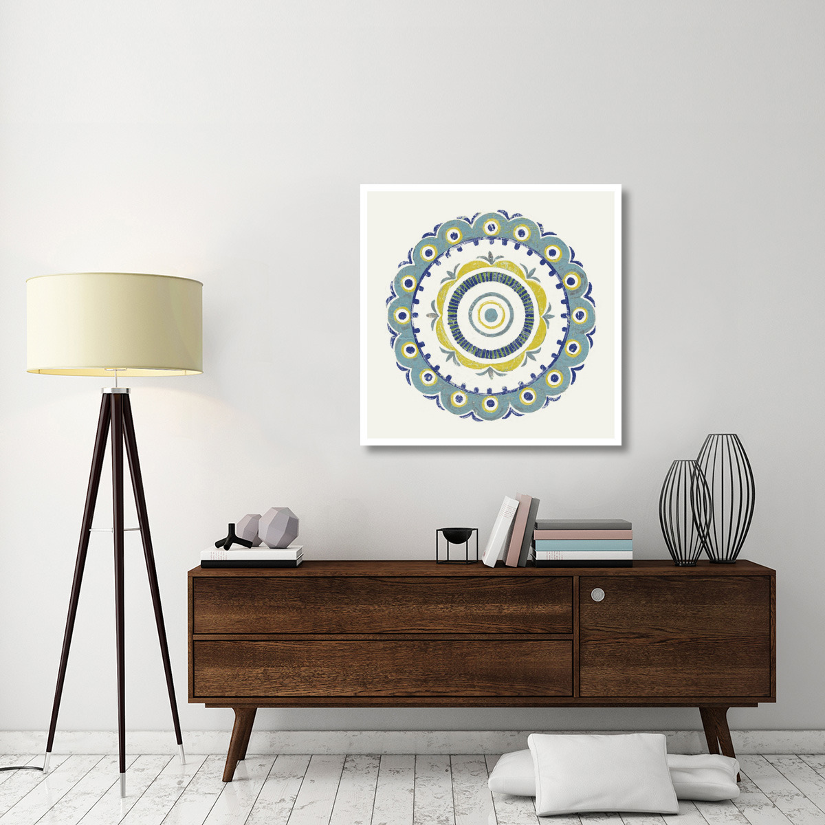 Lakai Circle II Blue and Yellow -Paper Art-38&quotx38"