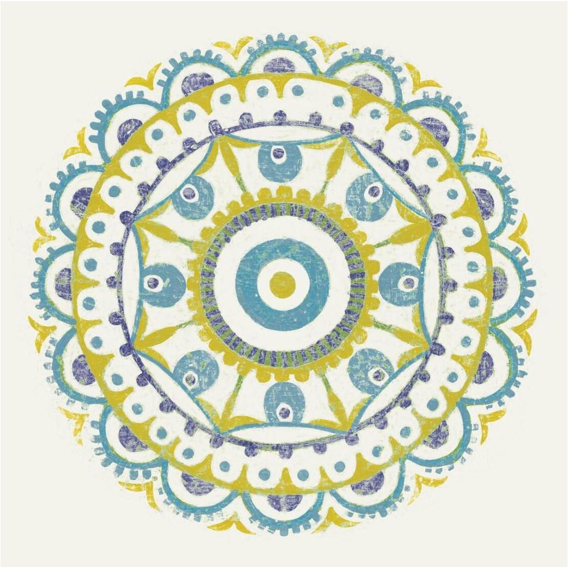 Lakai Circle VI Blue and Yellow -Paper Art-26&quotx26"