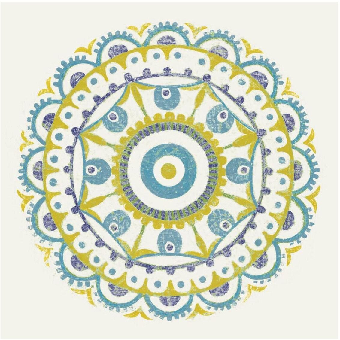 Lakai Circle VI Blue and Yellow -Paper Art-32&quotx32"