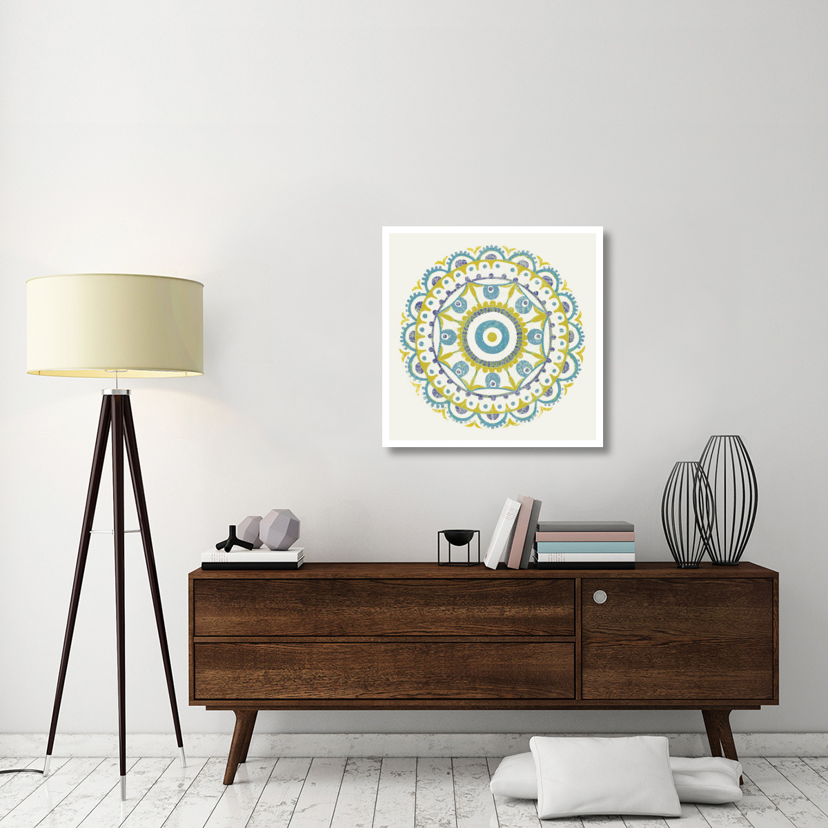 Lakai Circle VI Blue and Yellow -Paper Art-32&quotx32"