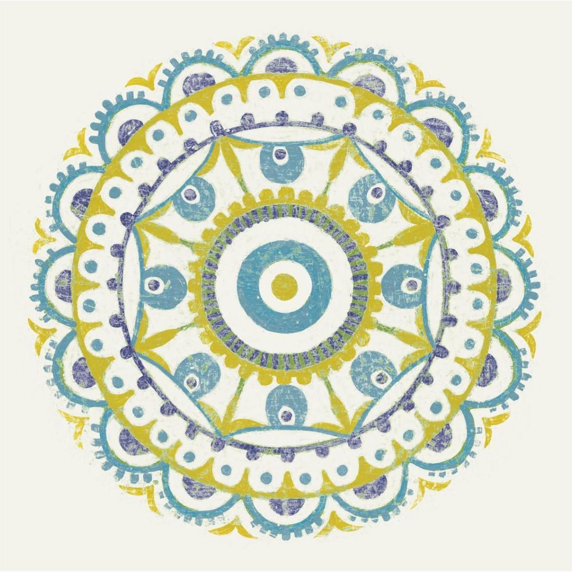 Lakai Circle VI Blue and Yellow -Paper Art-38&quotx38"