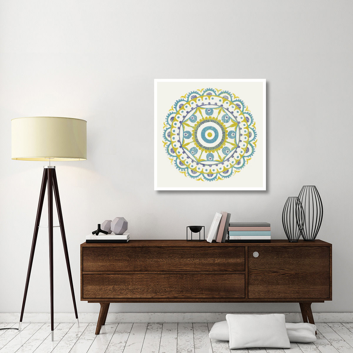 Lakai Circle VI Blue and Yellow -Paper Art-38&quotx38"