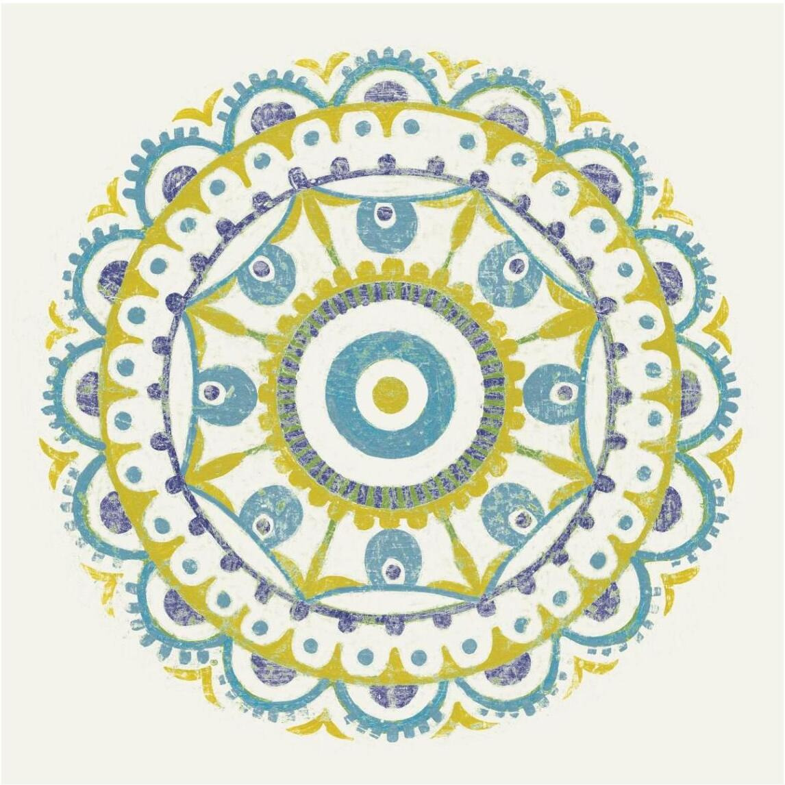 Lakai Circle VI Blue and Yellow -Paper Art-42&quotx42"