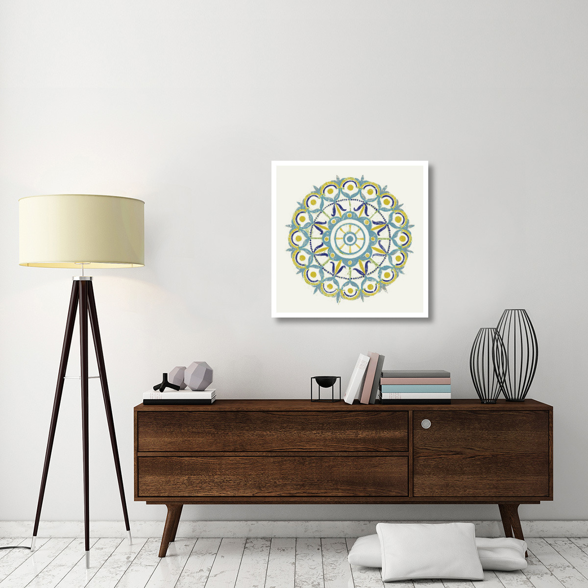 Lakai Circle V Blue and Yellow -Paper Art-32&quotx32"