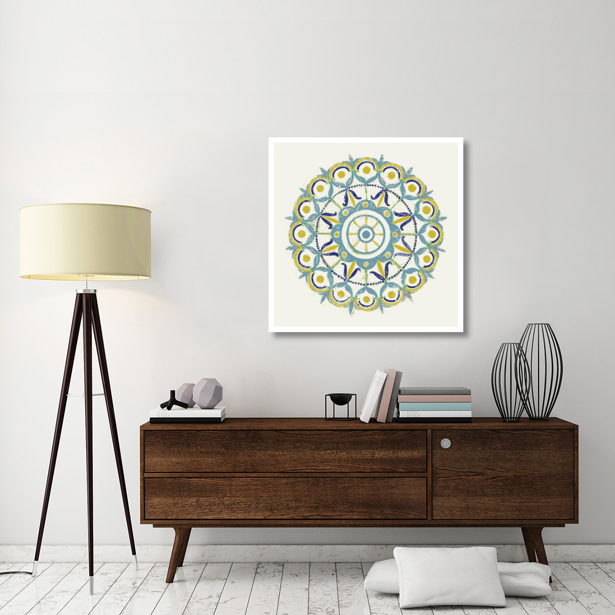 Lakai Circle V Blue and Yellow -Paper Art-38&quotx38"