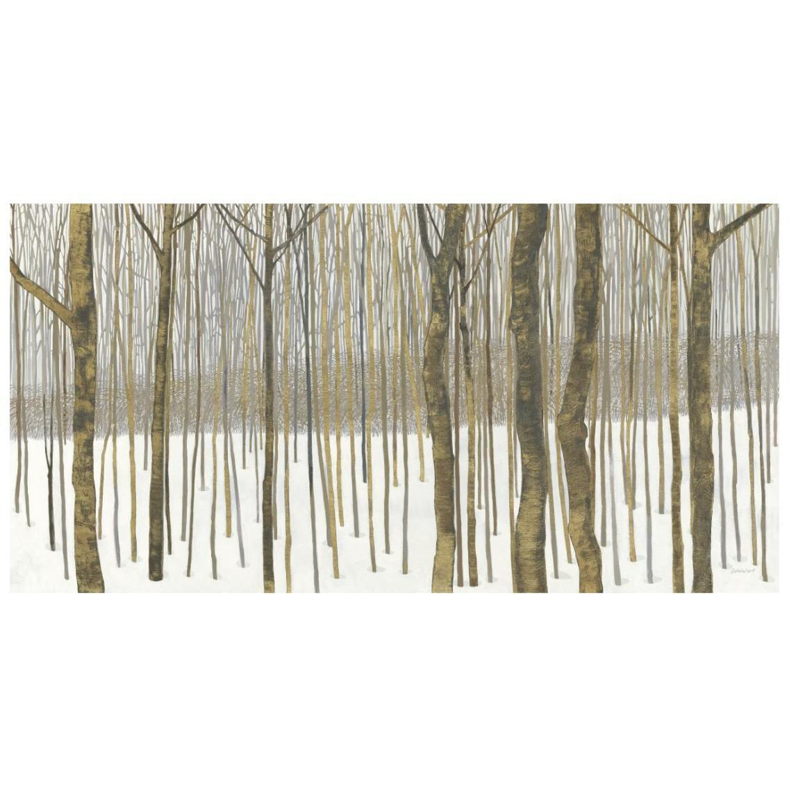 Woods in Winter Gold -Paper Art-26&quotx14"