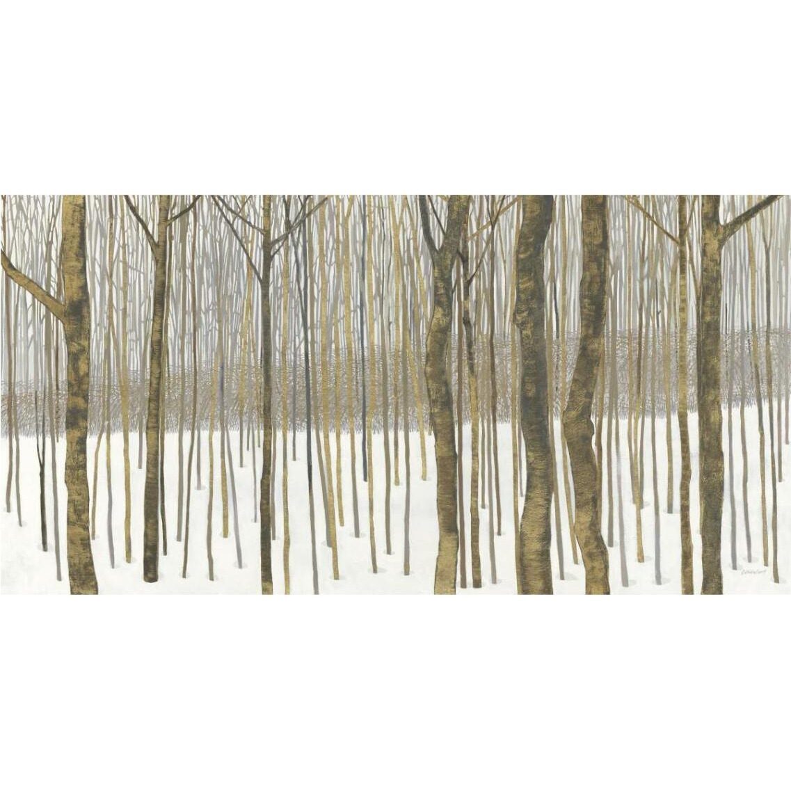 Woods in Winter Gold -Paper Art-38&quotx20"