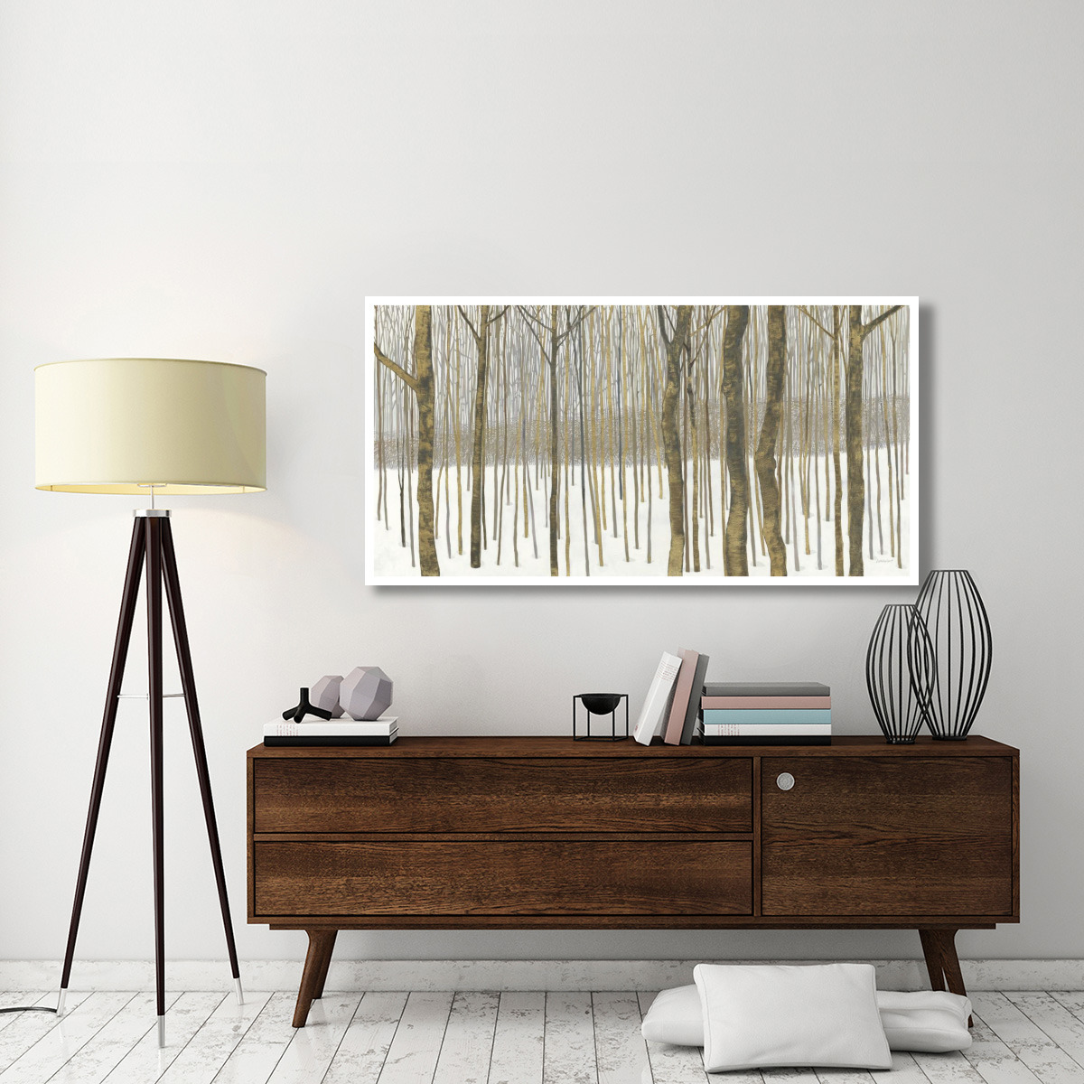 Woods in Winter Gold -Paper Art-62&quotx32"