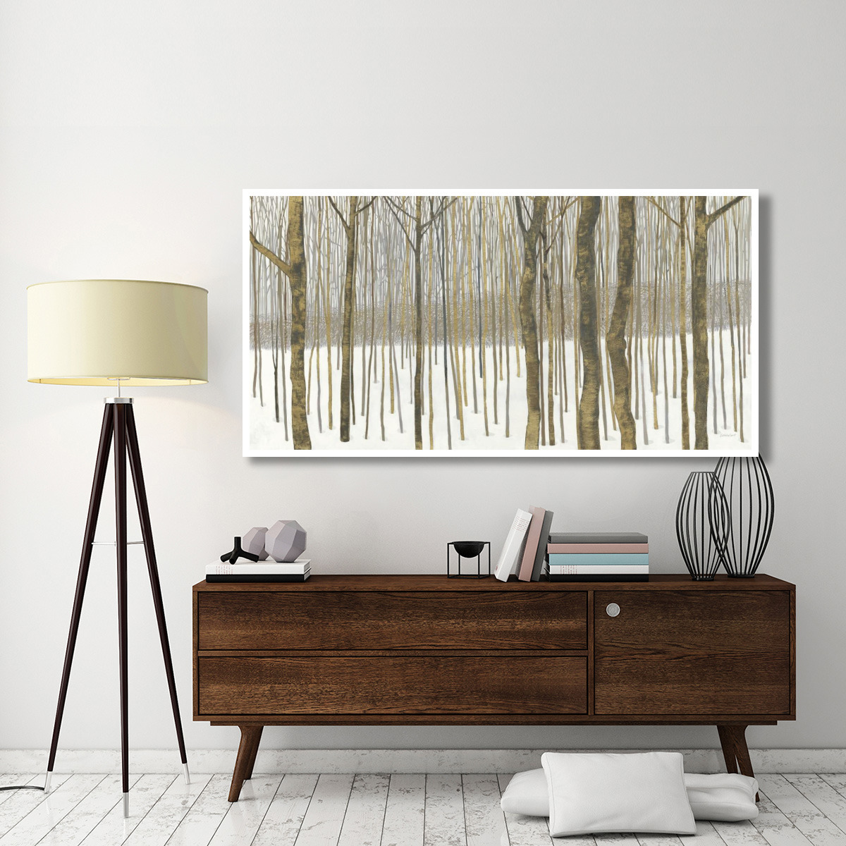 Woods in Winter Gold -Paper Art-74&quotx38"