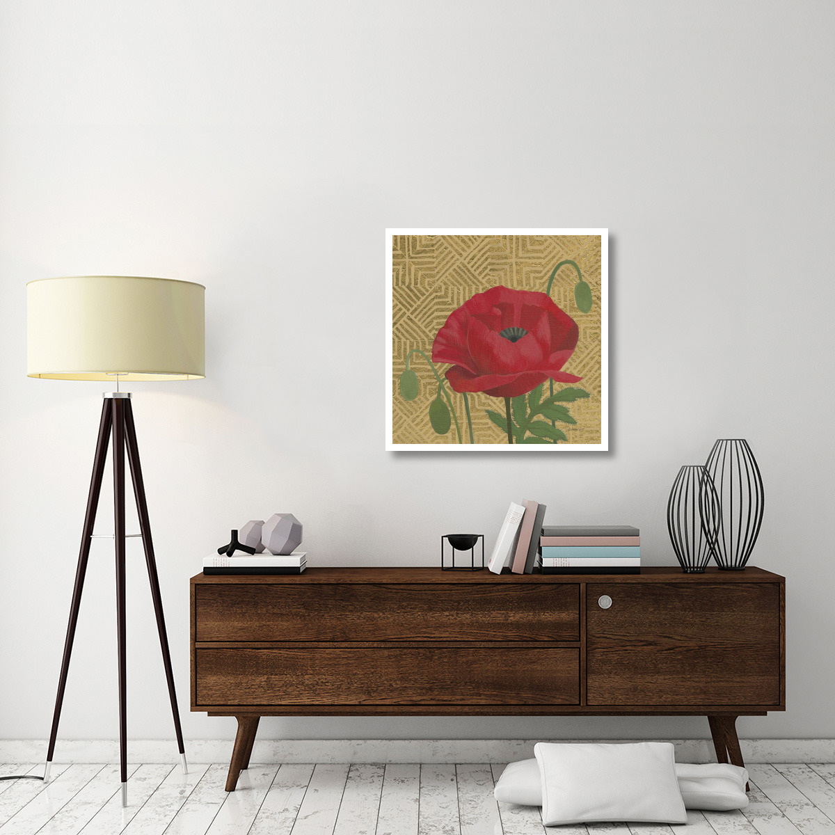 Poppy with Pattern -Paper Art-32&quotx32"