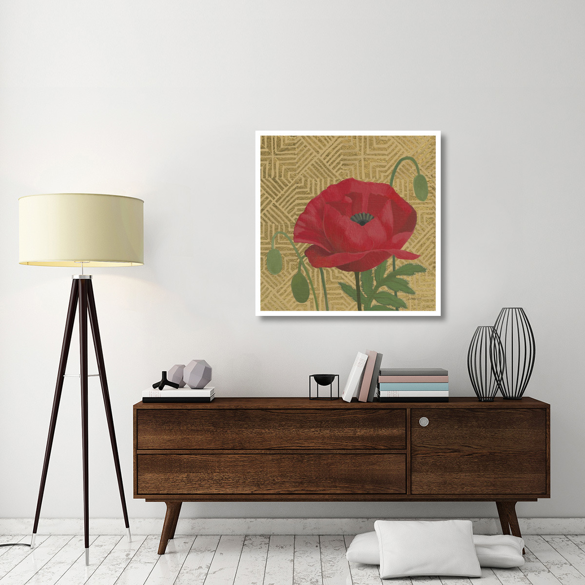 Poppy with Pattern -Paper Art-38&quotx38"