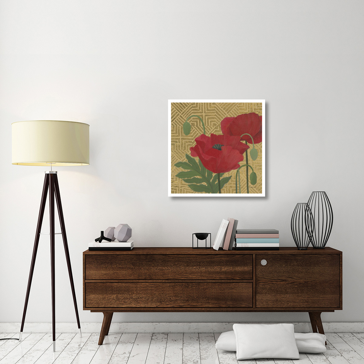 More Poppies with Pattern -Paper Art-32&quotx32"