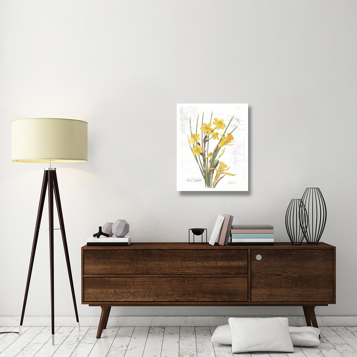 March Daffodil on White -Paper Art-24&quotx30"