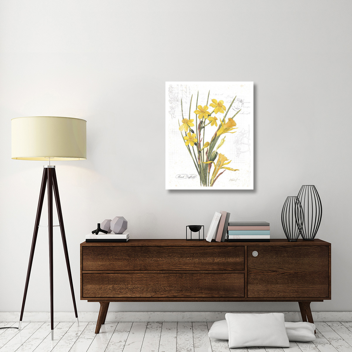 March Daffodil on White -Paper Art-30&quotx37"