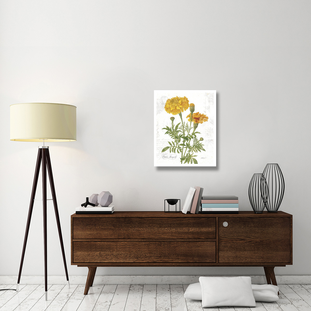 October Marigold on White -Paper Art-24&quotx30"