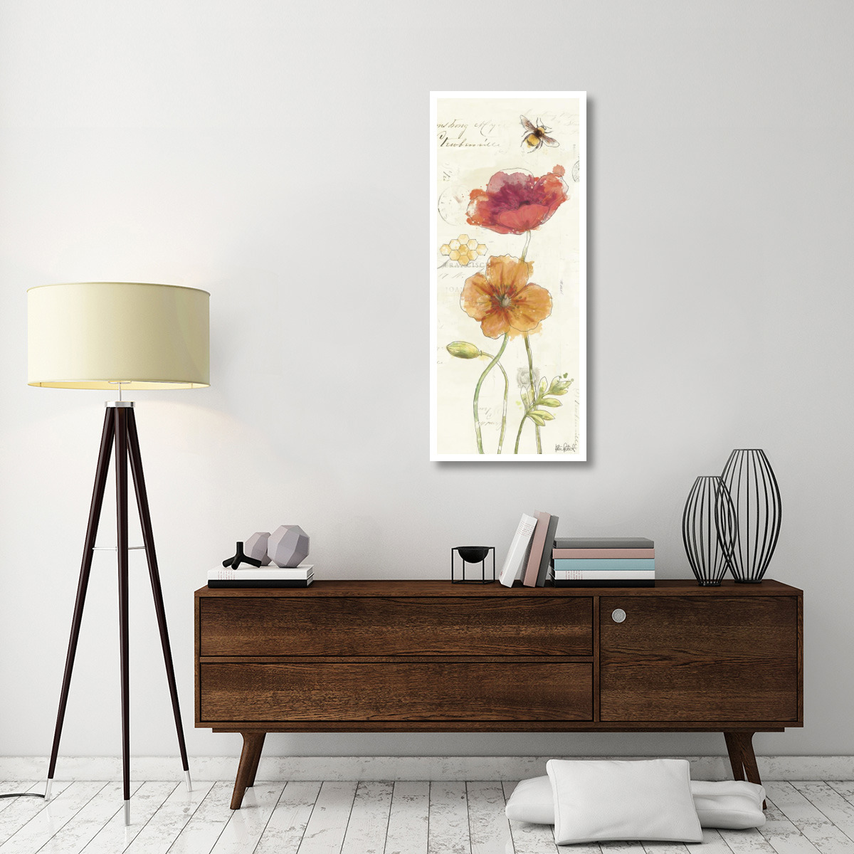 Painted Poppies VI -Paper Art-22&quotx52"